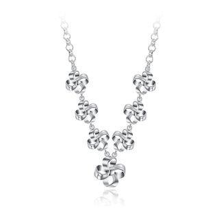 Simple Romantic Bow Necklace Silver - One Size
