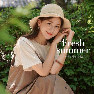 Button-up Shirred Long Overall Dress