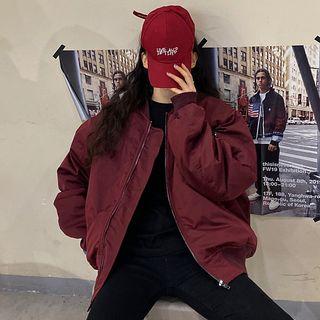Plain Bomber Jacket Maroon - One Size