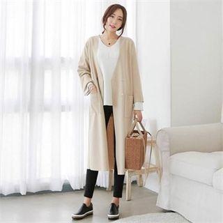 Cuff-sleeve Slit-back Long Jacket