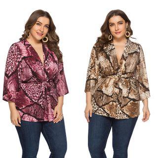 Snake Skin Print Tie-waist Blouse