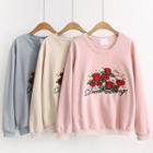 Long-sleeve Rose Embroidered Pullover