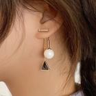Faux Pearl Triangle Dangle Earring 1 Pair - Gold - One Size