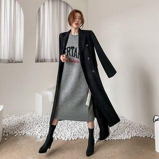 Letter Knit Long Vest Dress
