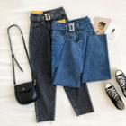 High-waist Straight Cut Jeans With Belt