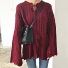 Bell-sleeve Pointelle Knit Sweater