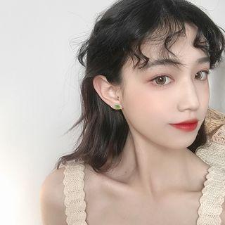 Leaf Ear Stud 1 Pair - Green - One Size