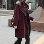 Detachable Faux-fur Trim Wool Blend Coat