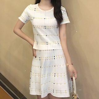 Set: Knit Short Sleeve T-shirt + Knit A-line Skirt