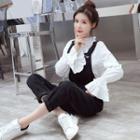 Bell-sleeve Blouse / Straight-cut Jumper Jeans / Set