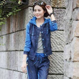 Set: Two-tone Denim Jacket + Pants