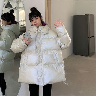 Plain Padded Coat Silvery White - One Size