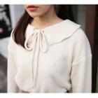 Tie-neck Collared Knit Top
