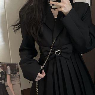 Pleated Mini Blazer Dress / Heart Bow Accent Belt