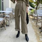 Wide-leg Corduroy Pants Khaki - One Size