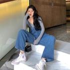 Loose-fit Denim Jumper Pants As Figure - One Size