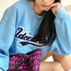 Letter Embroidered Sweatshirt Milky Blue - One Size