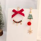 Christmas Tree & Bow Asymmetrical Dangle Earring