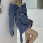 Mini Denim Shirt Dress Blue - One Size