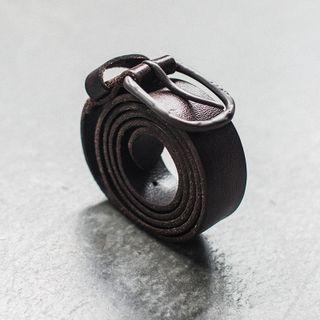Buckled Leather Belt Dark Brown - 110cm