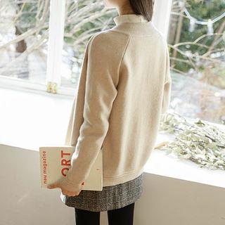 Raglan-sleeve Zip-up Cardigan