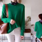 Slit-back Frill-trim Knit Top