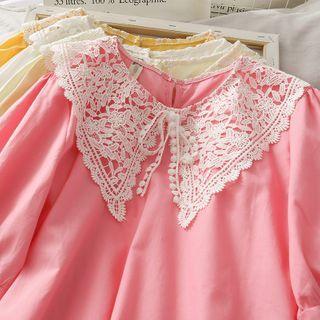 Jacquare-collar Loose Blouse