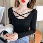 Long-sleeve Cross-back T-shirt