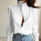 Puff Sleeve Stand-collar Shirt