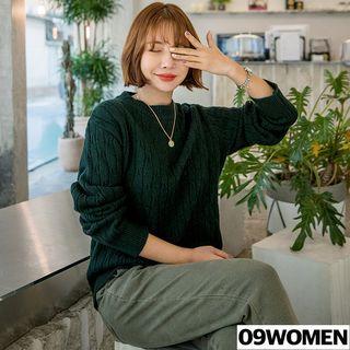 Tall Size Wool Blend Cable Sweater