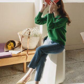 Sailor-collar Woolen Knit Top