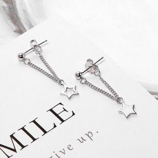 Non-matching 925 Sterling Silver Star Drop Earring