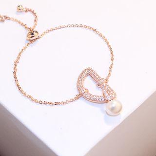 Rhinestone Faux Pearl Bracelet As Shown In Figure - One Size