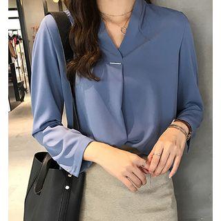 V-neck Pinned Blouse