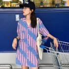 Short-sleeve Striped Oversized Shirt As Shown In Figure - One Size