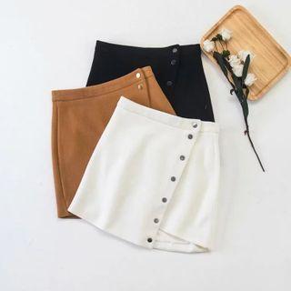 Asymmetric Button-up Mini Skirt