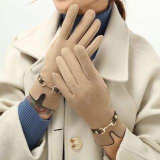 Horsebit-accent Brushed Gloves