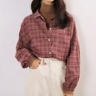 Gingham Long-sleeve Shirt Red - One Size