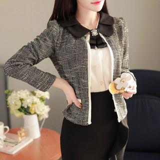 Puff-shoulder Tweed Jacket