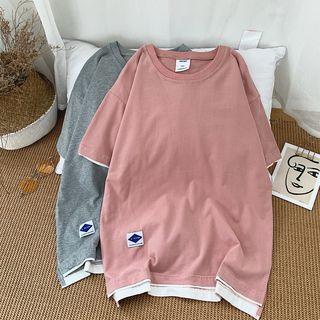 Couple Matching Short-sleeve Mock Two-piece T-shirt