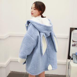 Faux-shearling Rabbit Ear Button Jacket