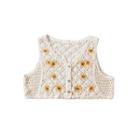 Flower Embroidered Crochet Knit Cropped Vest