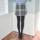 Plaid Wool Blend Mini Wrap Skirt