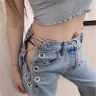 Chain Strap High-waist Straight-leg Jeans