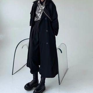 Hooded Double-breasted Tie-waist Trench Coat