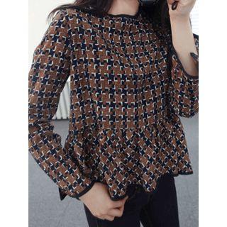 Ruffle-hem Pattern Top