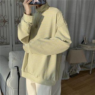 Turtle-neck Striped Sweatshirt