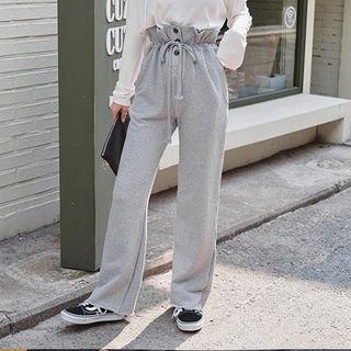 Band-waist Button-detail Pants