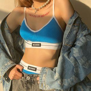 Set: Applique Cropped Camisole Top + Panties
