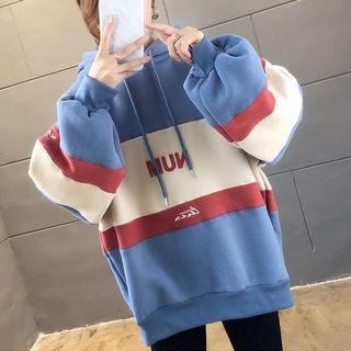 Lettering Color-panel Oversized Hoodie